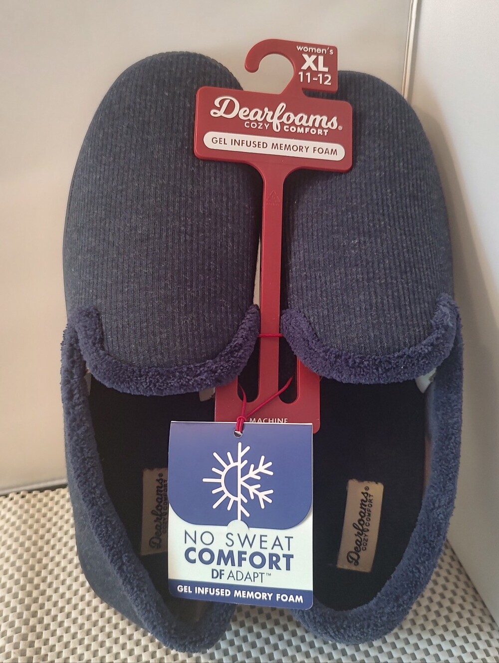 Dearfoams Women's Size XL 11-12 Cozy Comfort Rib Knit Closed Back Slippers NWT